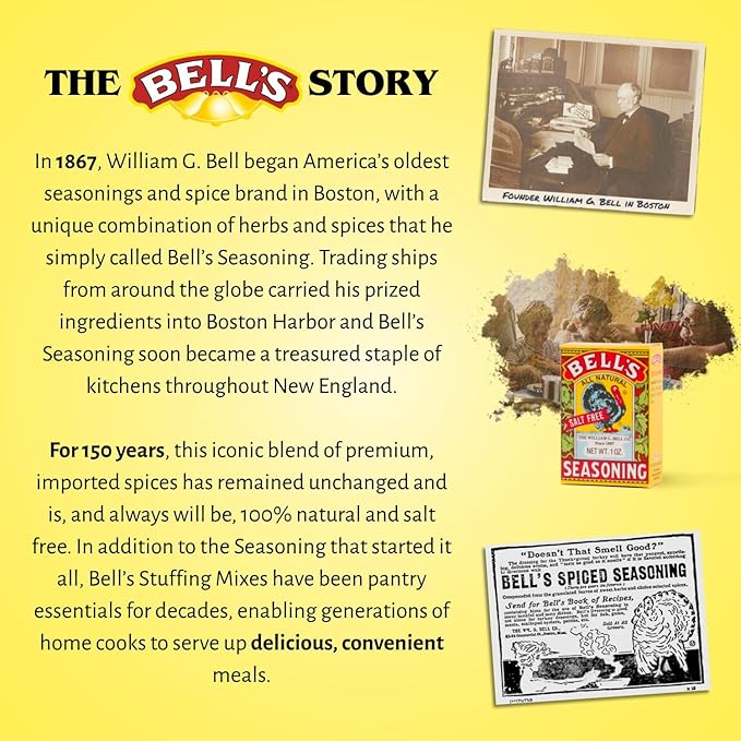 Bell's All Natural Seasoning – 1 oz Box – Classic Salt-Free Poultry Blend – Gluten-Free, Kosher, Non-GMO (Pack of 4)