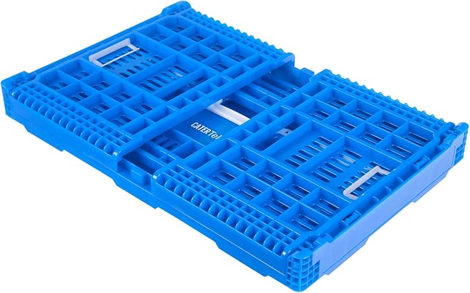 Restaurantware Plastic Milk Crates for Storage - 10 Pack - Cater Tek Stackable Storage Buns for Organizing - Collapsible Storage Basket for Groceries, Home Supplies, Blue