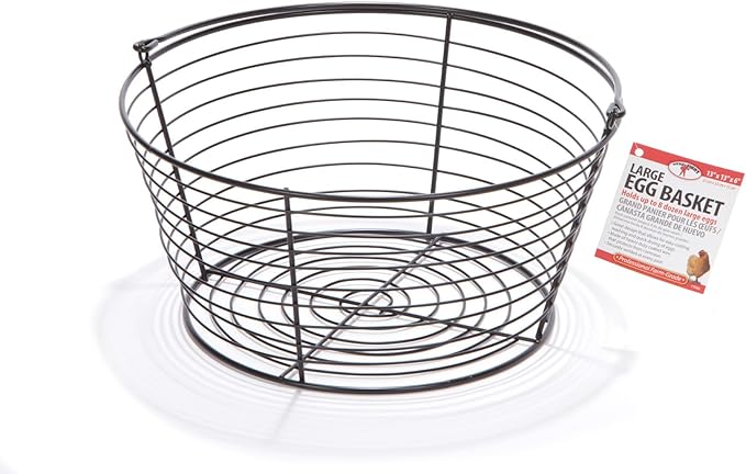 Little Giant® Large Egg Basket Kit | Chicken Egg Basket with Ceramic Eggs | Egg Collecting Basket Kit (White Eggs, Large Basket (13 Inches))