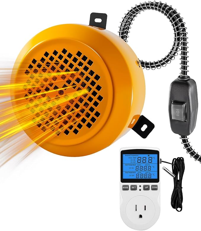 400W/800W Dog House Heater with Thermostat, Smart Temperature Control & 24H Timer Pet House Heating, Overheat Protection & Chew Proof Cord for Winter, Wall-Mounted Heater for Kennel Cat Chicken Coop