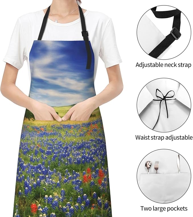 Kitchen Aprons for Men Women Waterproof Apron with 2 Pockets Whale Tail Apron Adjustable Bib Aprons