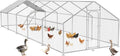 Large Metal Chicken Coop with Roosting Perch, Waterproof and UV Protection Cover, Chicken Run Outdoor Walk-in Cage Chicken Rabbit Duck Hen House, Spire Roof (10'W x 32.8'L x 6.4'H)