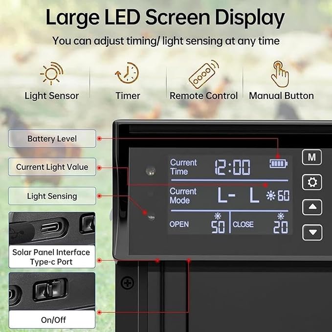 Waterproof Aluminum Alloy Solar Chicken House Door Remote Control Aluminum Chicken Door with with Timer Light Sensor