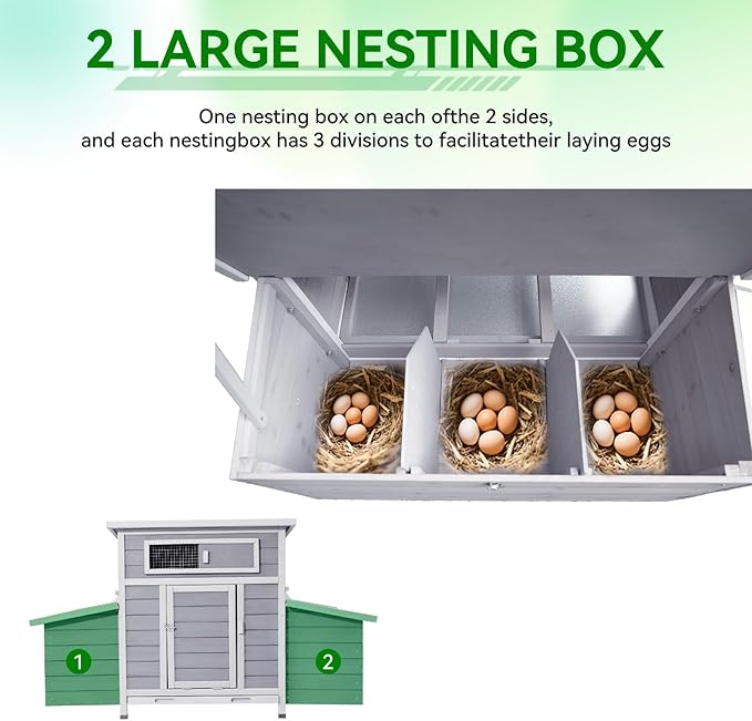 Wooden Chicken Coop with 6 Nesting Boxes,Outdoor Hen House for Backyard, Easy-Clean,Weatherproof Poultry Chicken Cage