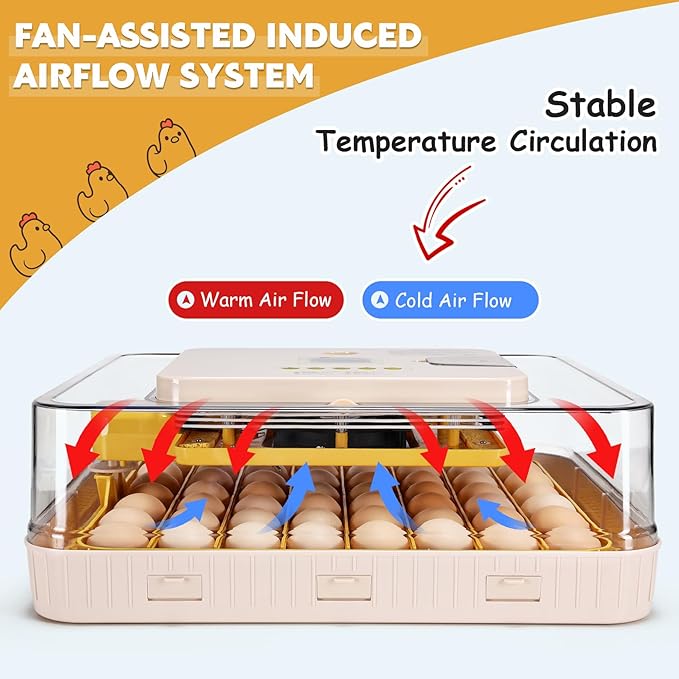 Sailnovo 56 Egg Incubator for Hatching Eggs with Automatic Egg Turning and Auto Humidification, Egg Candler, Temperature Control, Large Egg Incubator for Chicken, Duck, Quail Eggs White