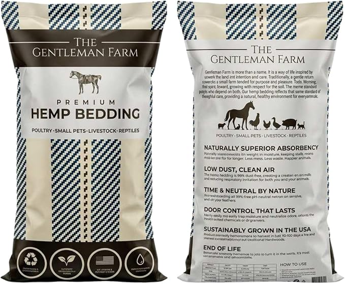Premium Hemp Animal Bedding for Chickens, Livestock & Small Animals | Highly Absorbent, Low Dust, Natural Odor Control | Coop, Stall & Nesting Bedding | USA Grown Hemp (15lb)