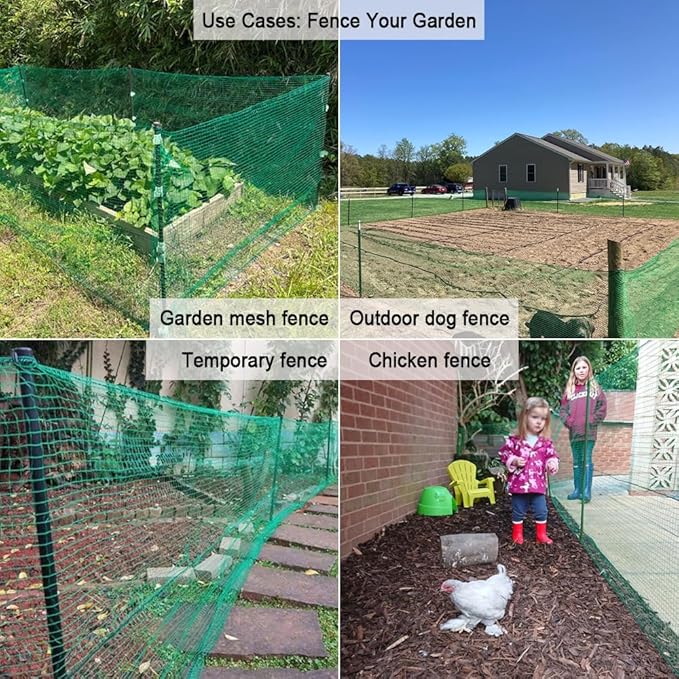 Plastic Garden Fence 4x65 FT Deer Fence Netting, Temporary Mesh Fencing Animal Barrier for Deer, Chicken, Poultry, Pet, Wildlife, Garden Bird Netting for Plant Fruit Tree Vegetable Protection