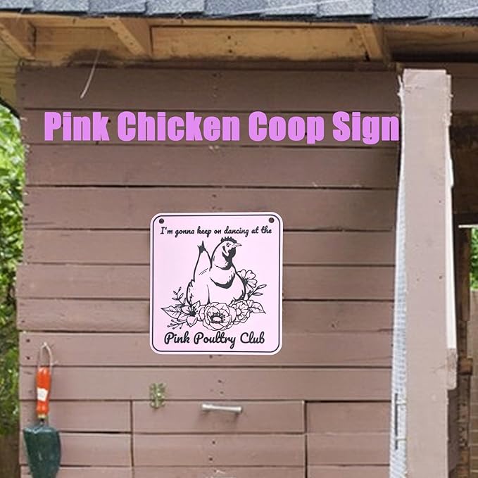Pink Chicken Coop Sign, Funny Hen Decor Poultry Club for Yard or Barn, Chicken Coop Accessories, Chicken Decor for Country Farm