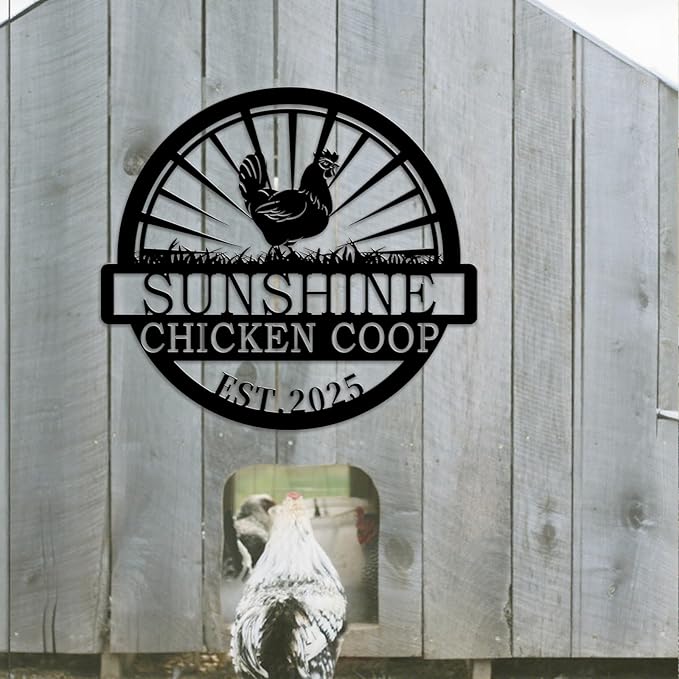 Custom Chicken Coop Metal Sign, Personalized Farmhouse Wall Decor, Vintage Fluffy Butt Hut Decor, Custom Name Sign for Farm, Gifts for Chicken Lovers