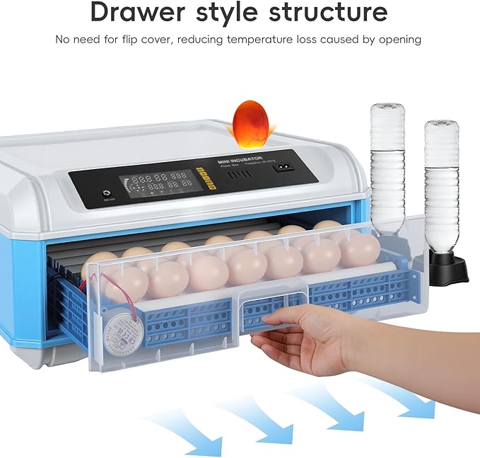 120 Eggs Smart Incubation Machine with Automatic Egg Turning&Temperature Control, Poultry Hatcher with 120-Egg Capacity&Humidity Regulation (Blue-1, 64)