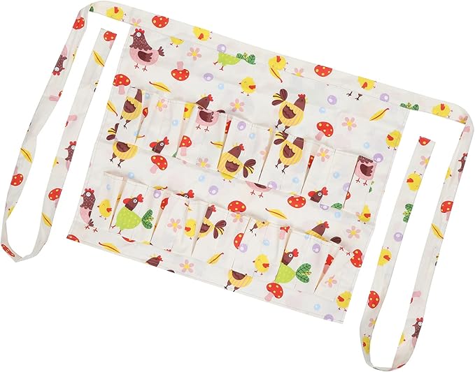 Eggs Collecting Protective Apron with Multiple Pockets, Chicken Eggs Gathering Holding Apron, Cotton Twill Durable Machine Washable Farm Kitchen Use for Eggs Duck Eggs Goose Eggs Q (Large Size 1.69 X