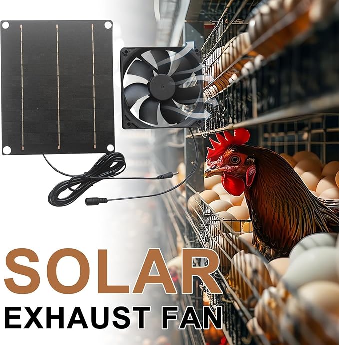 Solar Powered Pet Fan, 30W Solar Ventilation Exhaust Fan For Shed Chicken Coop Doghouses Pet House, Weatherproof Wall-Mounted Solar Vent Fans For Outside
