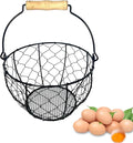 Metal Wire Egg Basket for Gathering Eggs, Vintage Egg Collecting Basket with Handle, Farmhouse Eggs Storage Container for Kitchen Pantry Organization