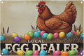 Local Egg Dealer Funny Chicken Coop Sign Farm Fresh Eggs Aluminum Sign Humorous Poultry Farm Decor Gift for Chicken Lovers Rustic Metal Sign 8x12 Inches Style-05