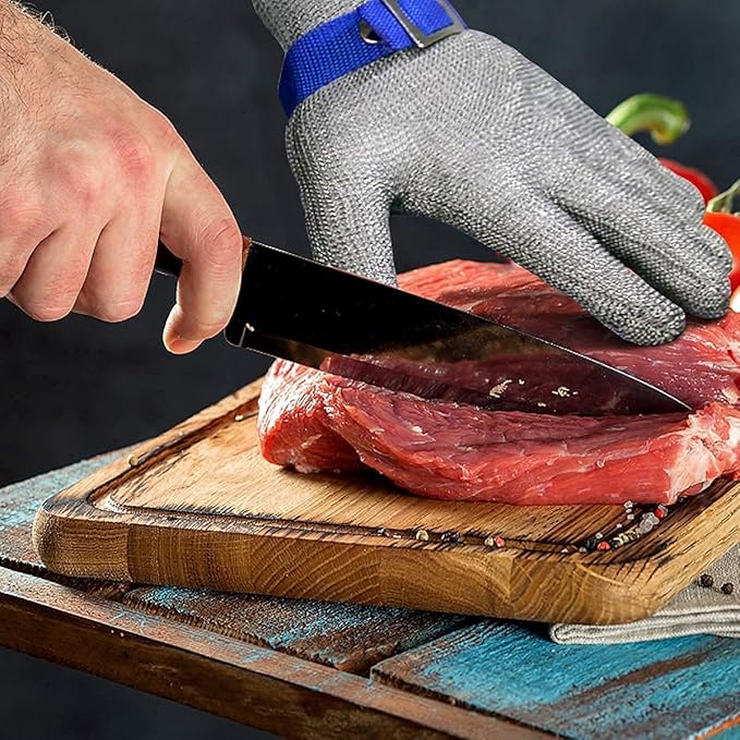 Schwer SlicePro ANSI A9 Cut Resistant Glove PR1707, Food Grade Stainless Steel Wire Metal Gloves, Cutting Gloves for Kitchen, Meat Cutting, Oyster Shucking, Fish Fillet, (XXL, 1 PCS