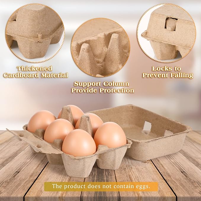Nuenen 200 Pieces Egg Cartons Bulk Cardboard Blank Light Egg Cartons Empty Container Tray for Farm Market Family Kitchen(2 x 3 Style)