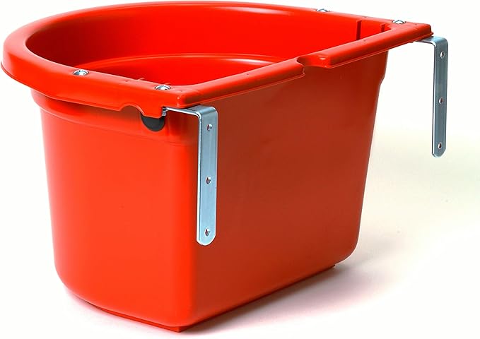 Little Giant® Plastic Fence Feeder | Pig Feeder | Clip On Fence Feeder | Mountable Feed Bucket | 20 Quarts | Red