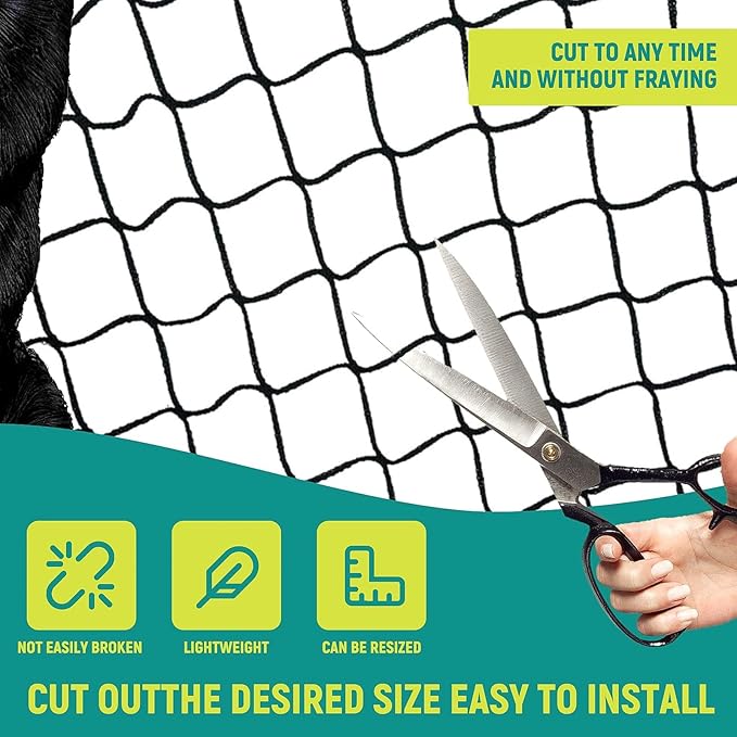 Bird Netting for Chicken Coop - Poultry Netting Heavy Duty Mesh Garden Net for Blueberry Bushes Fruit Tree Chicken Coop Roof Hawk Proof (25x50ft)