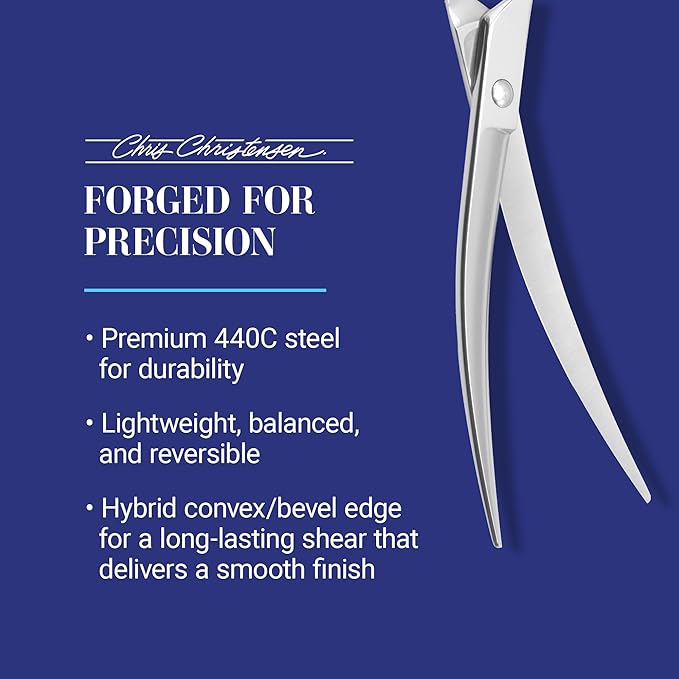 Chris Christensen Classic Series 7.5 in. Curved Dog Grooming Shears, Groom Like a Professional, Convex blade, Any Skill Level, Made From 440C Japanese Steel