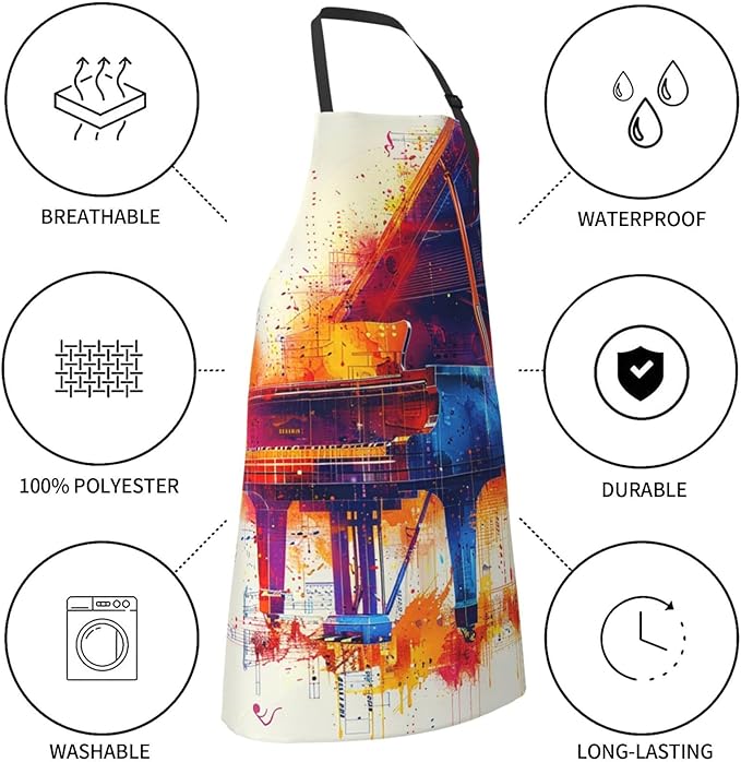 Kitchen Aprons for Men Women Waterproof Apron with 2 Pockets Cool Steampunk Gears Apron Adjustable Bib Aprons