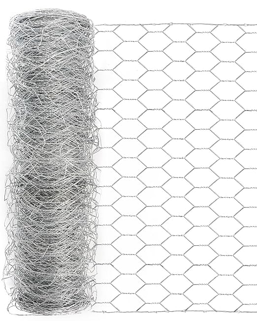 Garden Poultry Chicken Wire Netting - 48 '' × 25 ' Garden Fence Animal Barrier, Chicken Wire for Crafts, 1 inch Mesh Poultry Netting Fence, Pet/Rabbit/Chicken Wire Fencing