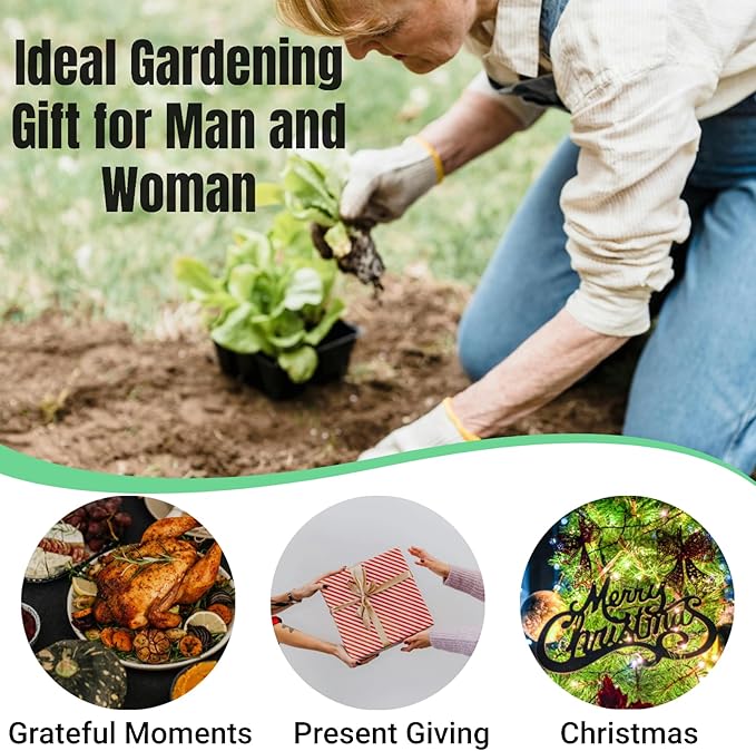 Garden Tool Set, 6PCS Heavy Duty Stainless Steel Gardening Hand Tools with Ropes, Includes Hand Cultivator Shovel Trowel Transplanter 2-in-1 Hoe Pruner Ideal Gardening Gifts for Women Men (Upgrade)
