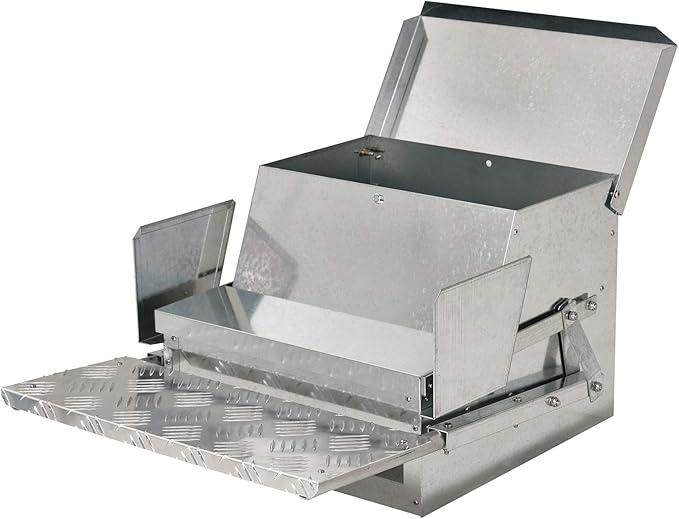 PawHut 30 lbs Capacity Automatic Chicken Poultry Feeder with a Galvanized Steel and Aluminium Build, Weatherproof Design