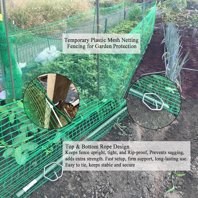 Plastic Garden Fence 4x100 FT Deer Fence Netting, Temporary Mesh Fencing Animal Barrier for Deer, Chicken, Poultry, Pet, Wildlife, Garden Bird Netting for Plant Fruit Tree Vegetable Protection