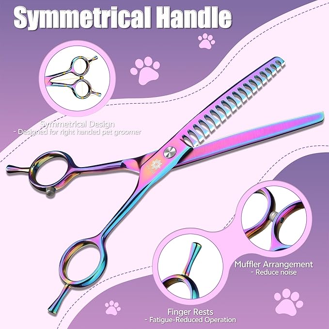 6.5" Professional Chunker Shear Twin Tail Downward Curved Pet Grooming Thinning/Blending Scissors Dog&cat Grooming Chunkers Shear (6.5 inches)