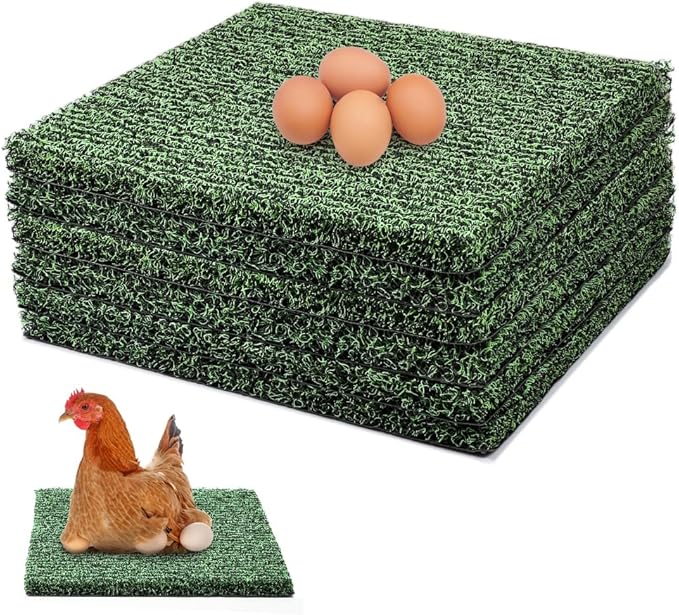 6 Pack Nesting Pads for Chicken Coop, 12"x12" Chicken Nesting Box Pads for Laying Eggs, Washable Nest Box Pads for Chicken Hen Small Pets on Garden Lawn Indoor Outdoor (Green)
