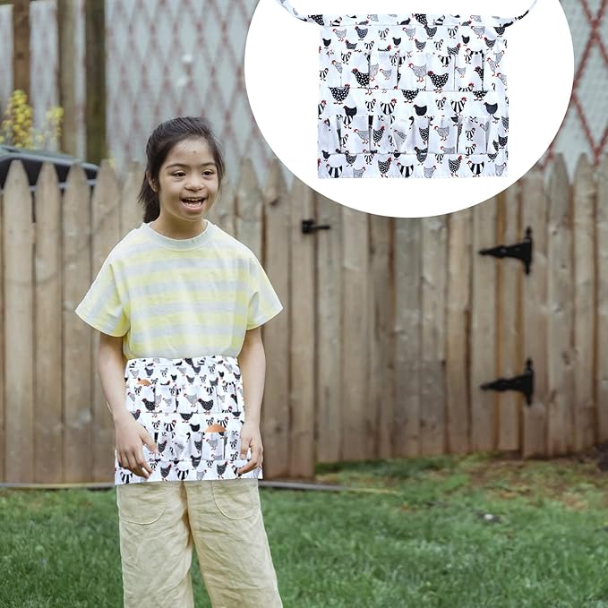 Egg Collecting Apron Chicken Egg Apron for Fresh Eggs Holder Deep Pocket Gifts for People with White Medium