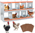 Chicken Nesting Box for Laying Eggs - 8 Room Chicken Laying Boxes, Nesting Boxes for Chickens, Heavy Duty Metal Chicken Coop (42.5" L x 17" W x 25" H)