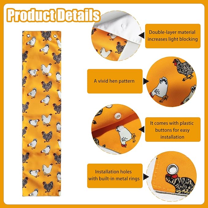 MOMWOW Chicken Nest Box Curtains - Home Partition Curtain for Laying Eggs - Wind, Rain, Light Protection - Prevent Disturbance - Easy Button Closure (Yellow)