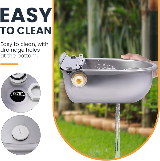 Heated Automatic Water Bowl for Dogs and Chicken, 24V Pet Thermal-Bowl with Float Valve Heated Automatic Waterer for Large Dogs Livestock Poultry