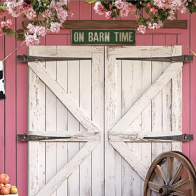 Farmhouse Aluminum Sign, On Barn Time Sign, 15.8x4 inches, Funny Rustic Signs for Barn, Decorative Metal Tin Signs for Outdoor, Home Decor, Horse Barns Decor, Aluminum Wall Plaque, Farmer Gift