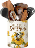 pinata Sunflower Kitchen Decor Ceramic Utensil Holder, Cute Utensil Crock, Sunflower Kitchen Utensils for Farmhouse Indoor Gnomes Decorations for Home (6.3inch)