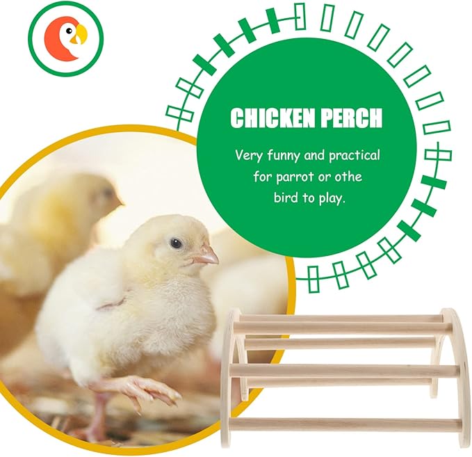 Chicken Perch Chick Stand Toys Roosting Bar Natural Wood Jungle Gym Toys Stand Ladder Climbing Ramp for Bird Parrot Hens Small Animals