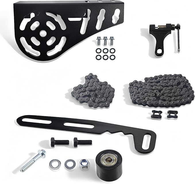 Mini Bike Chain Guard Cover 420 Chain 42&90 Links with Chain Tensioner Kit for Coleman CT200U CT200U-EX BT200X Baja Warrior MB200 MB165 Massimo for Predator 212cc 196cc 6.5hp 5.5hp Mini Bike Parts