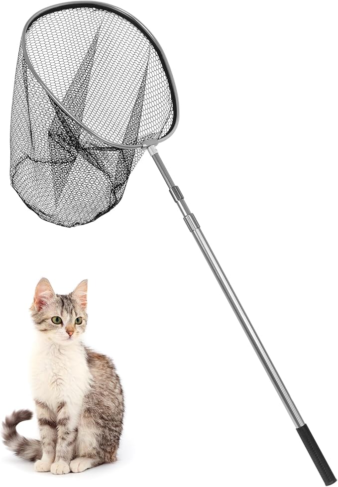 Catch Net Big Animal Control Catcher with 21" Net Opening Chicken Leg Hook with Telescopic Handle 37.4''-93.3'' for Duck, Goose Fish Cat Bird Pigeon Raccoonand and Others