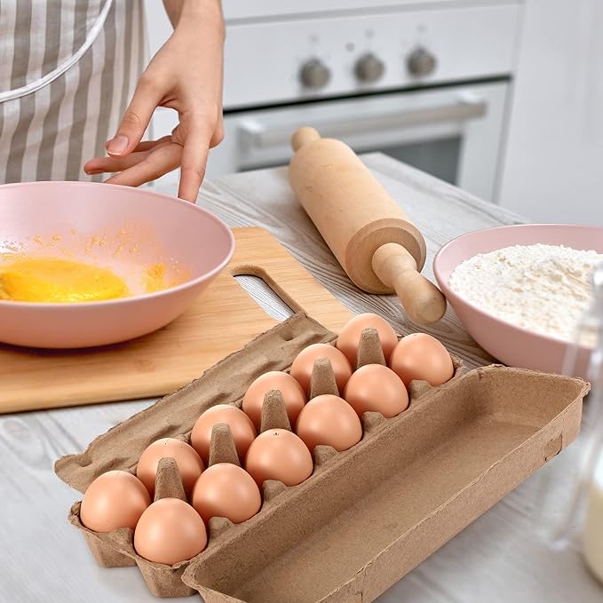 Sieral 100 Pcs Paper Egg Cartons Bulk for Chicken Eggs Blank Pulp Fiber Egg Tray Holder Reusable Empty Storage Containers for Farm Market Kitchen Camping Picnic DIY(12 Count)