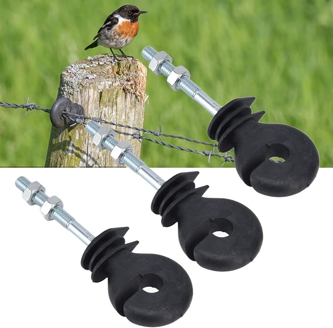 50 Pcs M6 Electric Fence Insulators, Electric Fence Insulator Electronic Fence Insulation Nails Screw in Nail Fence Post Insulator Electronic Fence Accessories