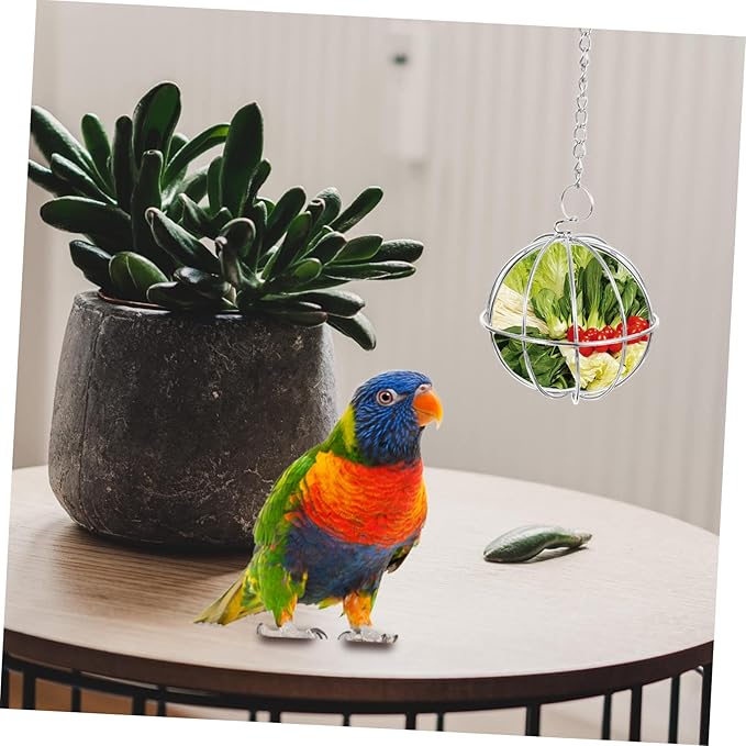 Hanging Stainless Steel Chicken Feeder Holder 2Pcs Ball Shape Poultry Vegetable Treats Feeders for Chickens and Chicks