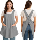 Apron for Women with Pocket Cotton Linen, Japanese Cross Back Apron for Gardening Painting