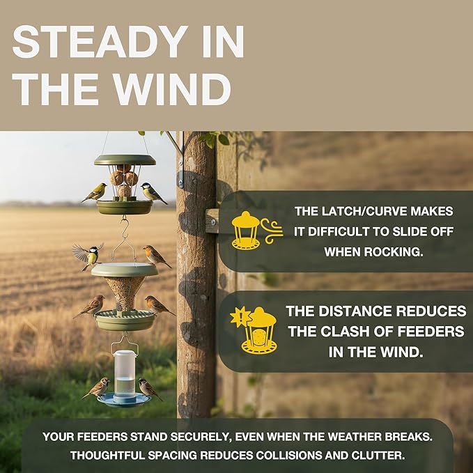 SWISSINNO Duplex Connector – Vertical Link for Hanging Bird Feeders – Space-Saving Garden Accessory in Durable Steainles Steel Compatible with Lucerne & Davos Smart Birds