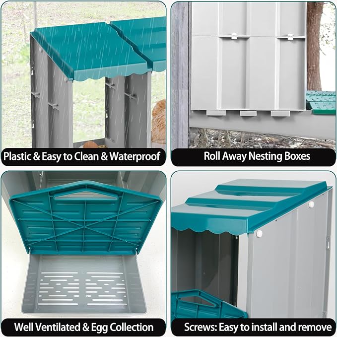 Nesting Boxes for Chickens, Roll Away Chicken Nesting Boxes with Egg Collection for Easy Picking & Protecting Eggs, 6-Compartment Chicken Laying Boxes for Hens, Easy to Clean & Install