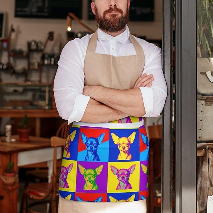 Unisex Chef Waiter Apron Waist Half Short Serving Aprons with 3 Pockets