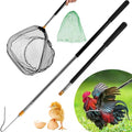Adjustable Chicken Catching Net with Leg Hook – Stainless Steel Poultry Net, Fishnet,Suitable for Catching Outdoor Animals Such as Chickens, Ducks, Fishnet,Geese,Birds (2 Nets, 2 Pole Included)