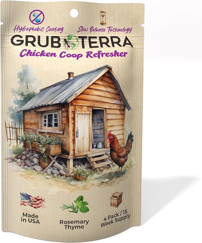 GrubTerra Chicken Coop Odor Eliminator, Coop Refresher & Litter Deodorizer – Zero Odor Neutralizer for Chicken Bedding, Sand, Nesting Pads & Runs - Rosemary & Thyme Scent