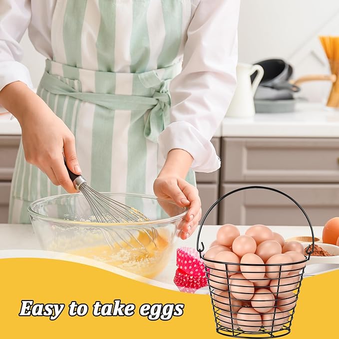 Tandefio 4 Pcs 8" Egg Basket for Storage Collecting Carrying and Transporting Chicken and Duck Eggs, Farm Grade Wire Storage Basket