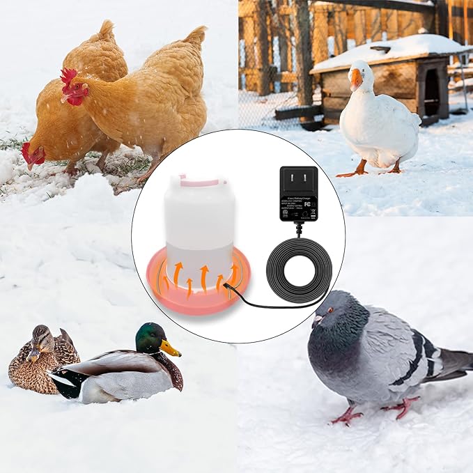 Heated Chicken Waterer Cord – Freeze-Proof Poultry Water Heater for Winter, Prevents Water Freezing in Drinkers for Chickens, Ducks, Rabbits & Small Animals - 1 Pack (Excluding Chicken Waterer)